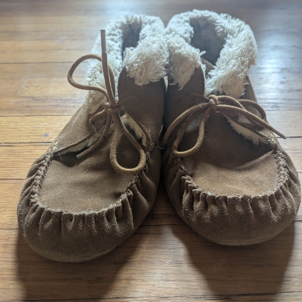Well Worn Suede Moccasin Slippers